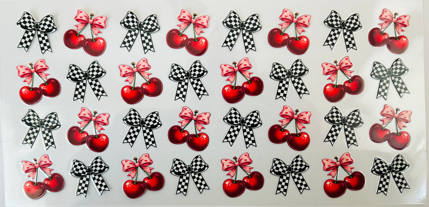 Checkered Bows & Cherries Glass Can