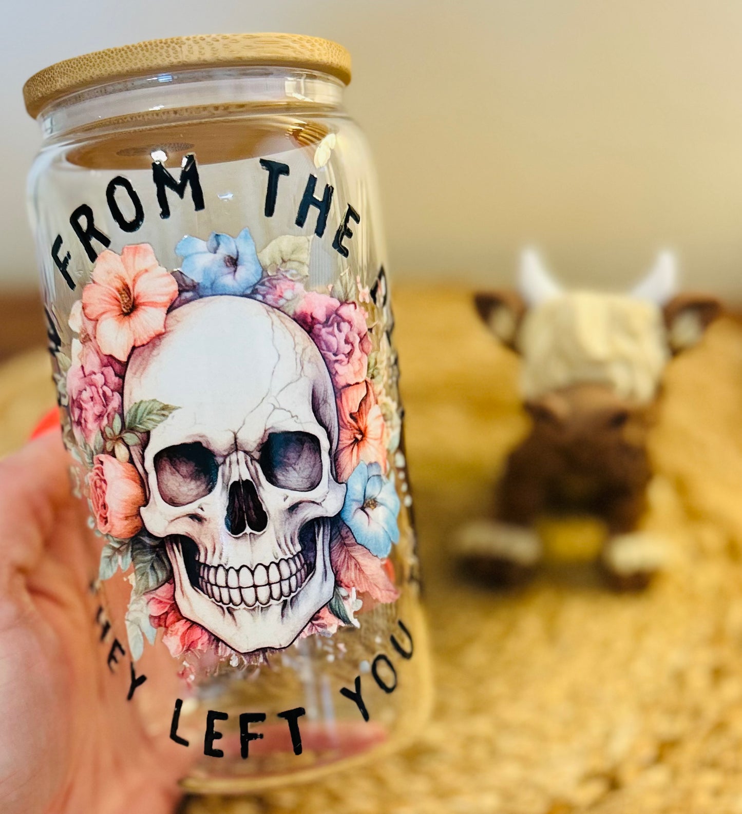 Grow From the Dirt Glass Can