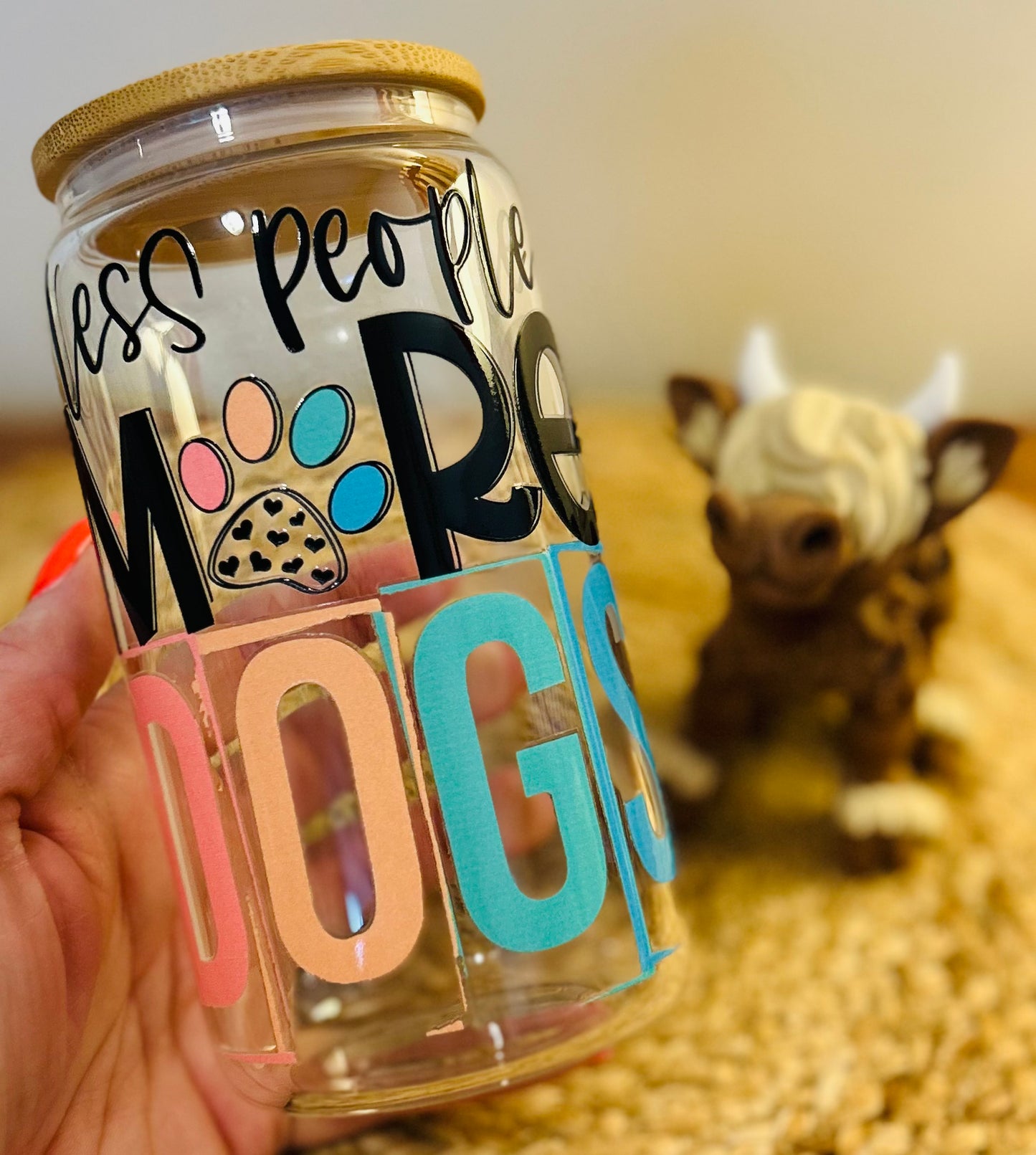 Less People More Dogs Glass Can