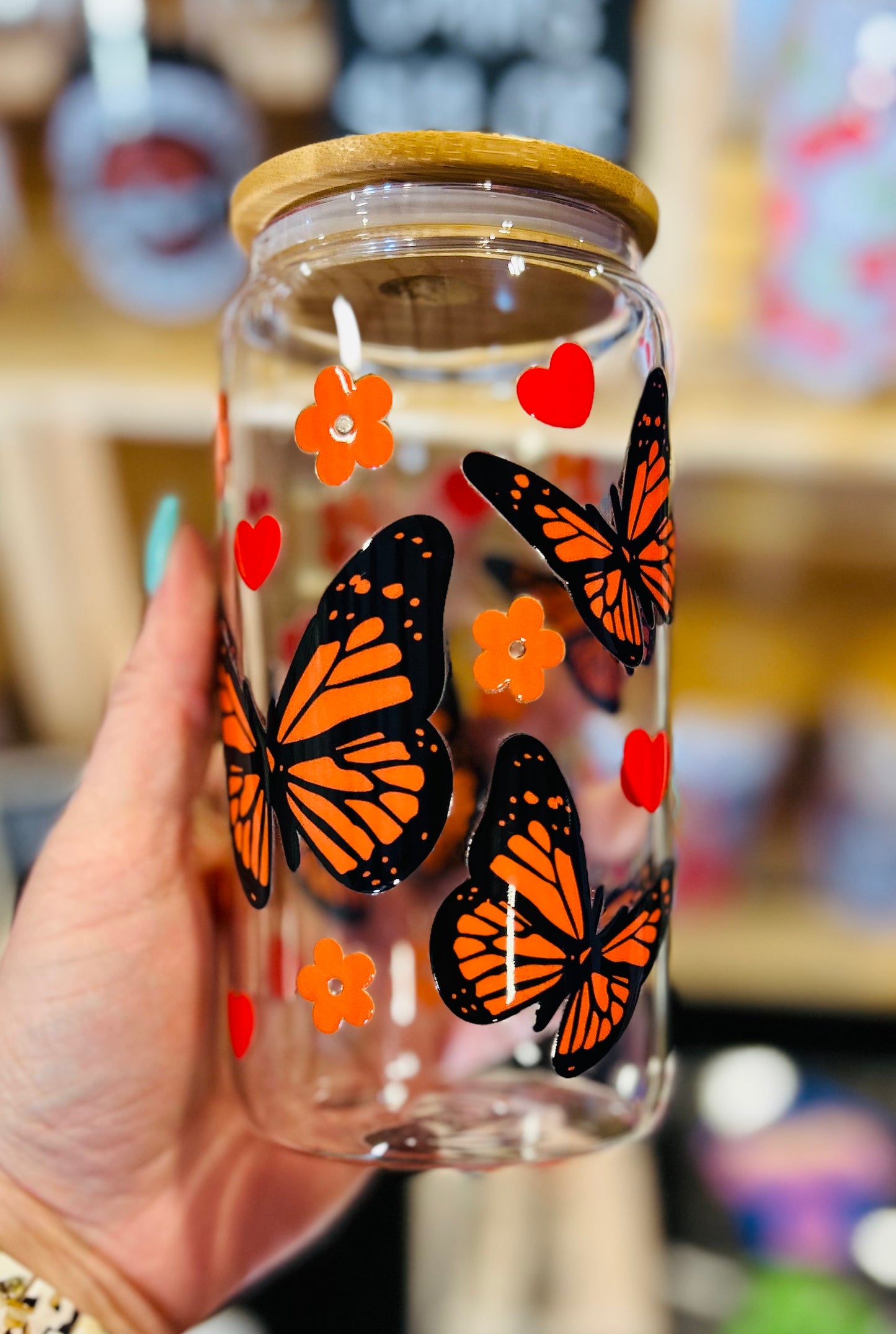 Butterflies Glass Can