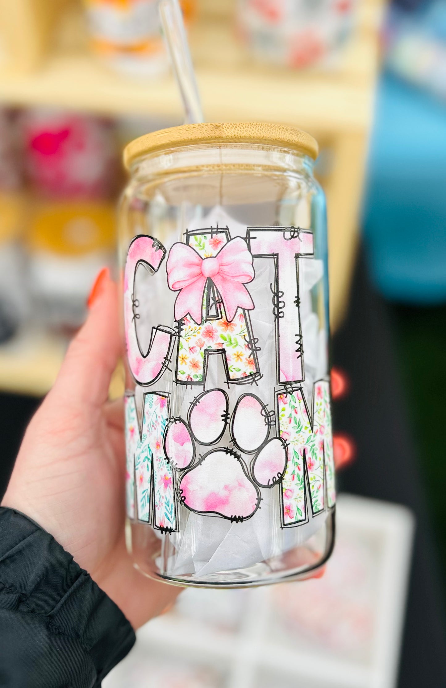 Cat Mom Glass Can