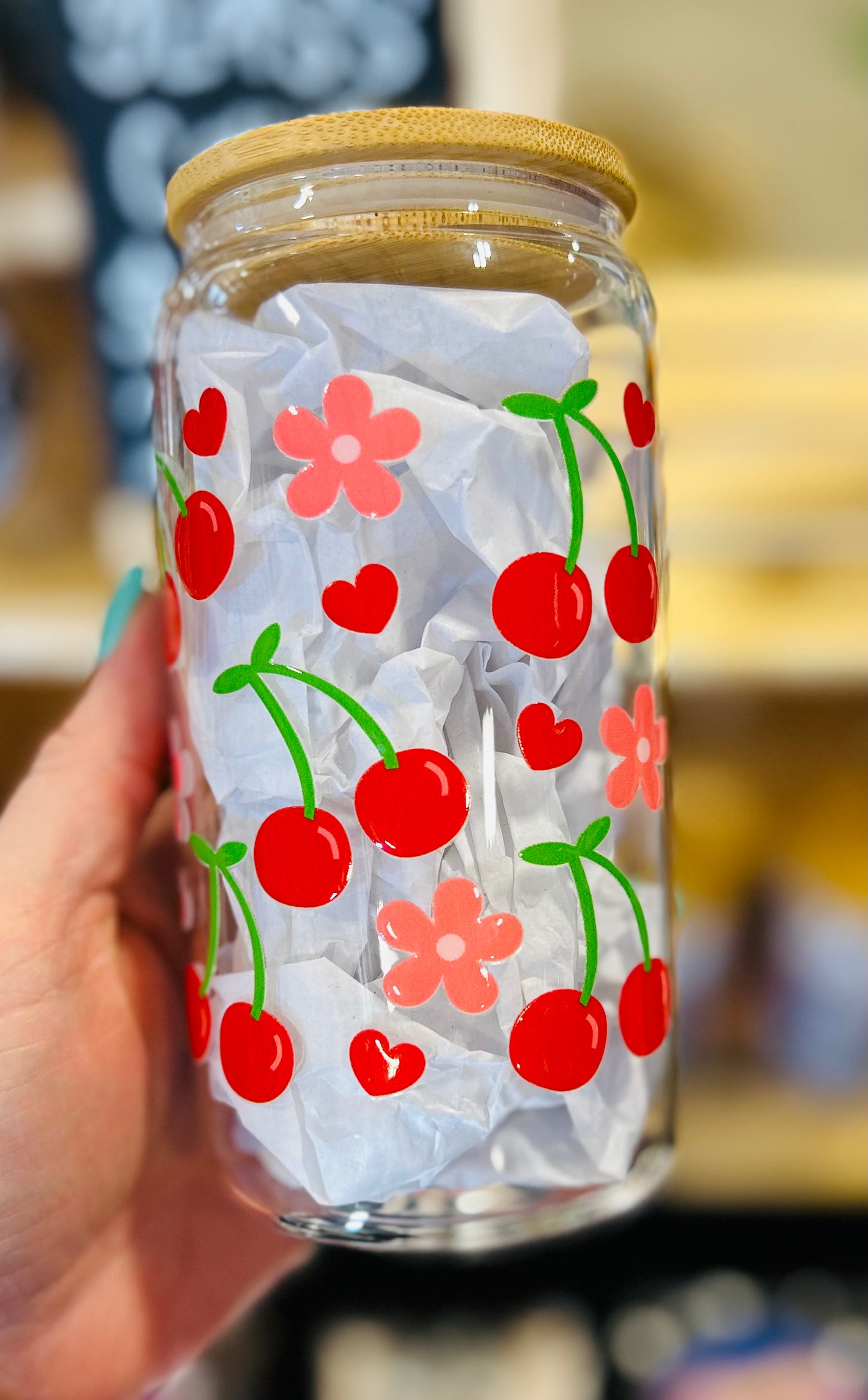 Cherries Glass Can