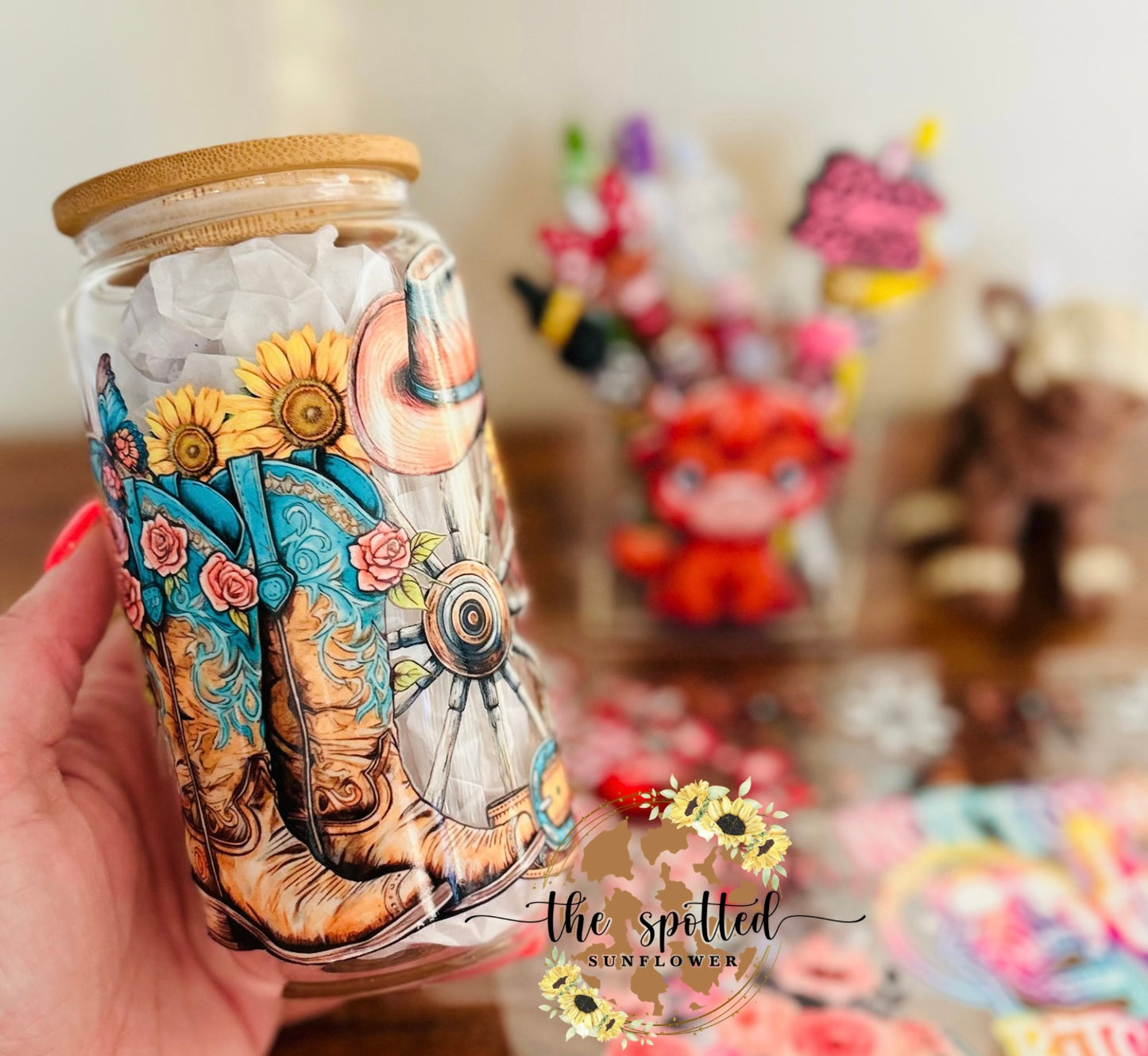 Western Boots Glass Can