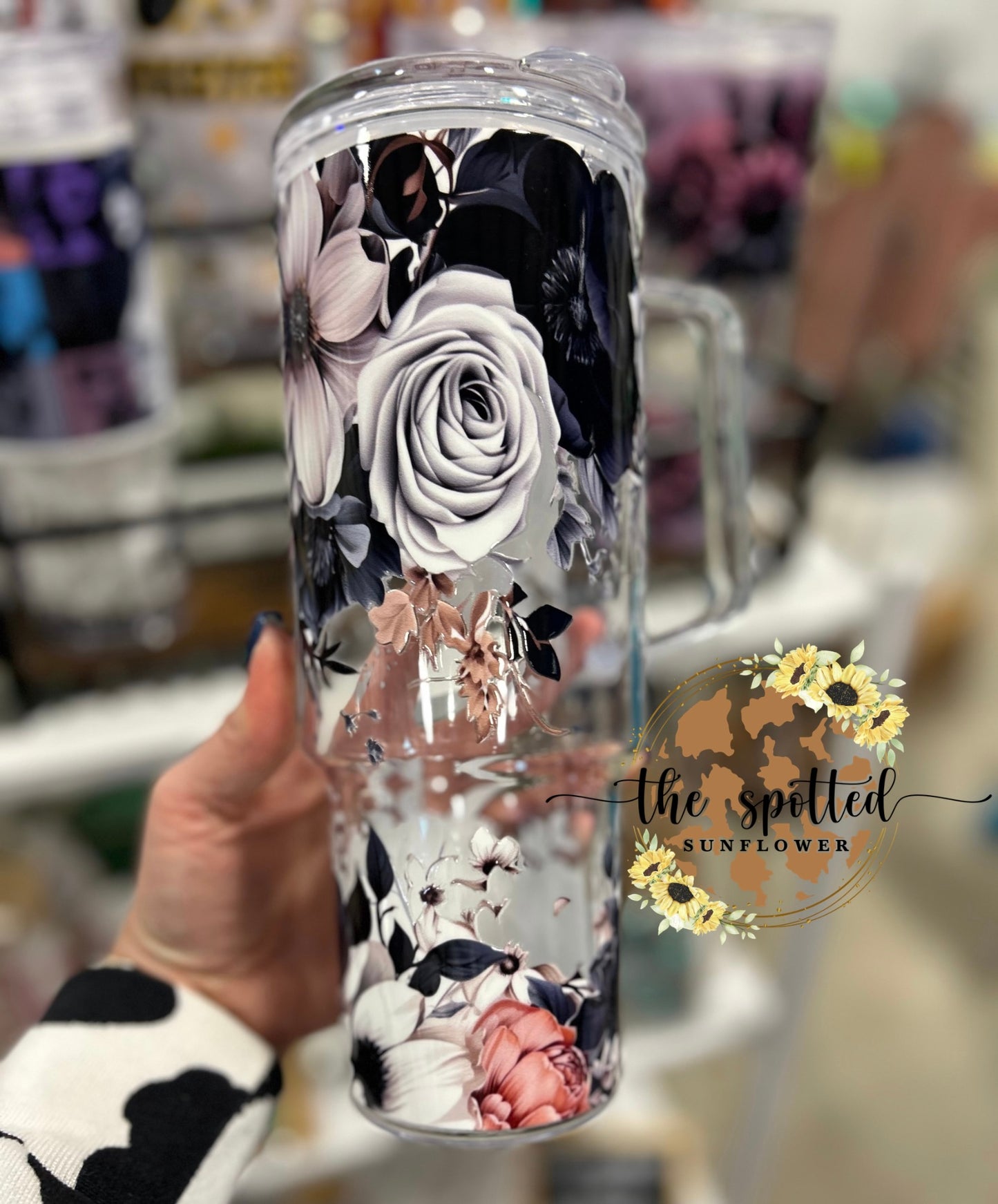Black Floral 40 oz Cup
