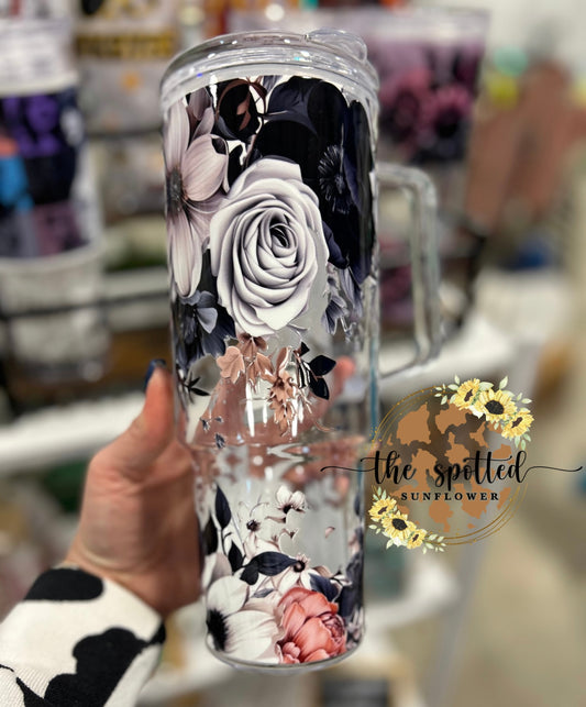 Black Floral 40 oz Cup