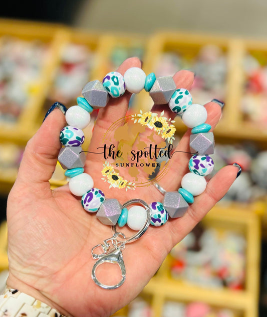 Purple Leopard Wristlet