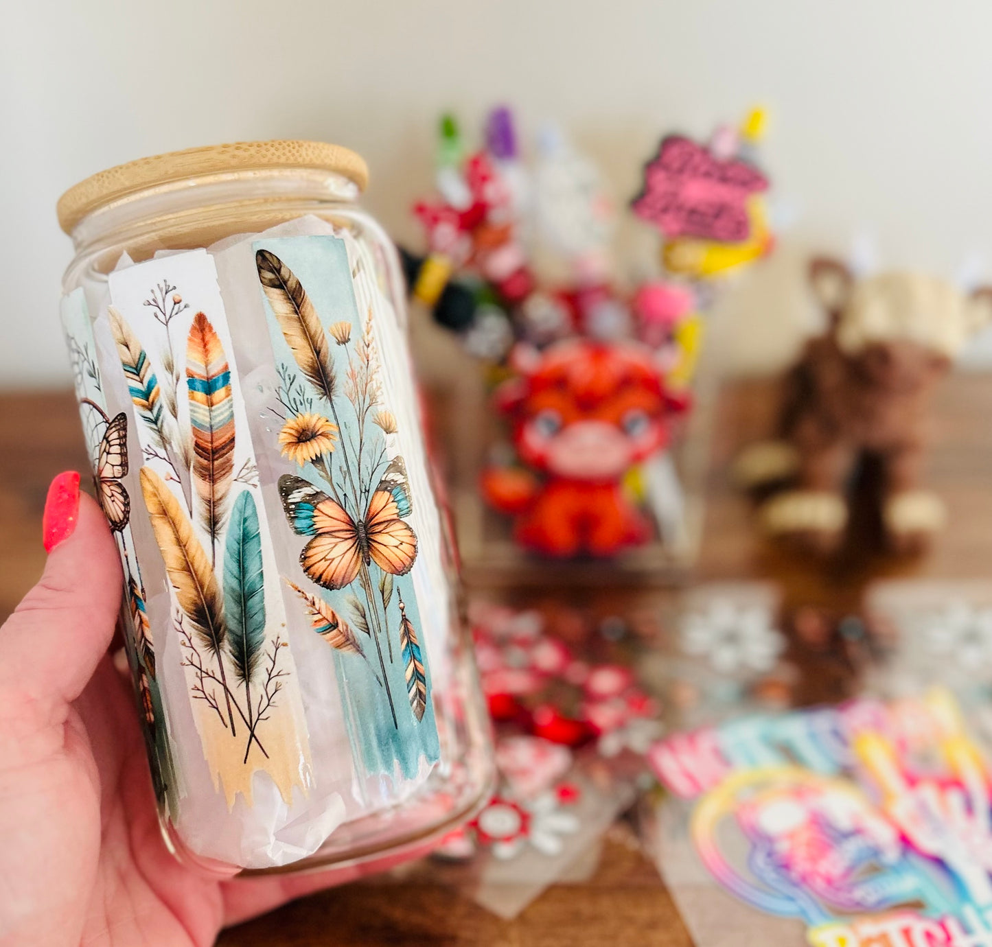 Butterfly Garden Glass Can