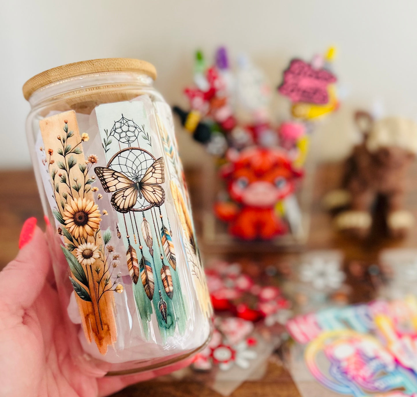Butterfly Garden Glass Can
