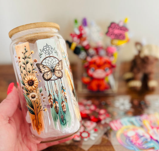 Butterfly Garden Glass Can