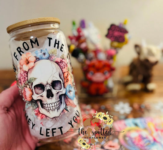 Grow From the Dirt Glass Can