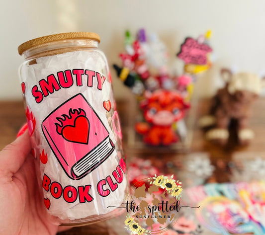 Smutty Book Club Glass Can