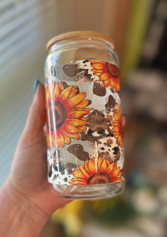 Spotted Sunflower Glass Can