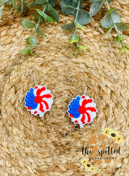 Patriotic Flower Earrings