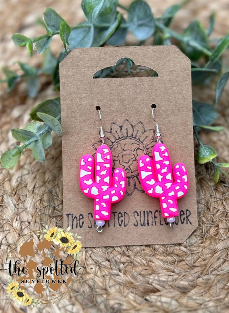 Leopard Cactus Earrings