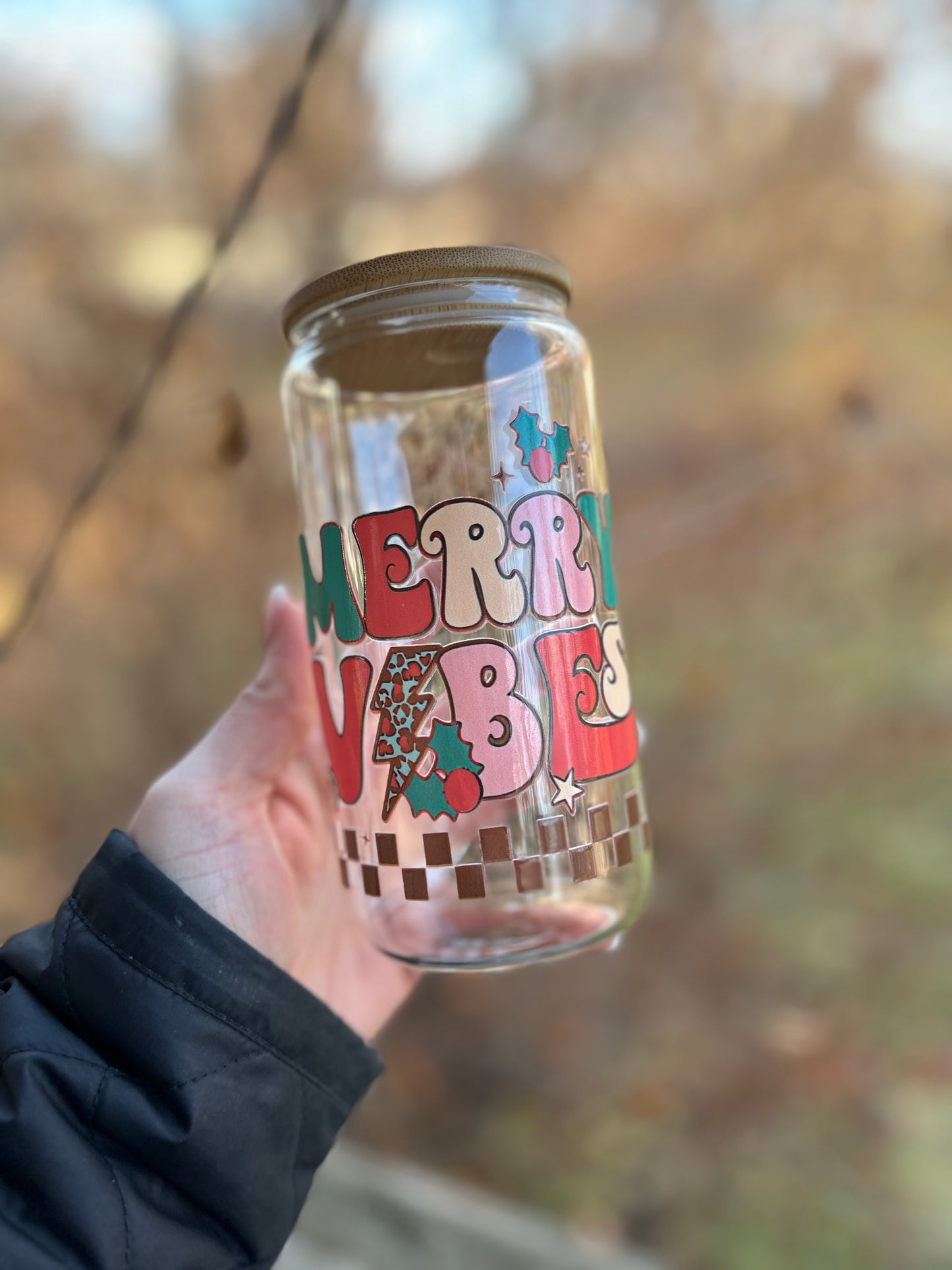 Merry Vibes Glass Can